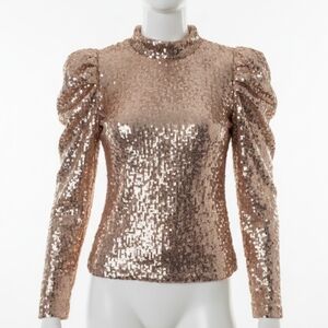 NWT Rose Pink Sequin Puff Sleeve Shirt